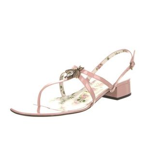 Gucci Vernice Crystal pink bee sandal never worn!